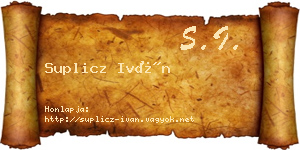 Suplicz Iván névjegykártya
